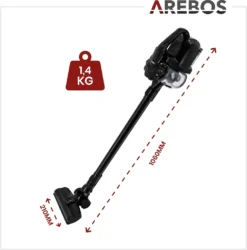 AREBOS Akku Staubsauger, 2-in-1 Hand- Und Bodenstaubsauger, 2 Leistungsstarke Saugmodi, Beutellos, Kabellos Bis Zu 55 Minuten, Mit Wandladestation, Schwarz -Rein Blitz Geschaft 0079a25c7a655c006bafe7f42432e8c6