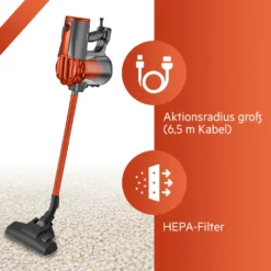 Clatronic Bodenstaubsauger, 2in1 Boden- Und Handstaubsauger, Vacuum Cleaner, Staubsauger Beutellos, Staubsauger Mit HEPA-Filter, Mikrofiltersystem, 600 Watt, Anthrazit/orange, BS 1306 N -Rein Blitz Geschaft 0af6a5ac6f0ac69c98873e3538ef9ccf