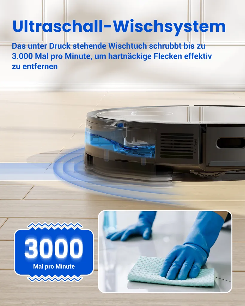 Proscenic Floobot X1 Saugroboter Mit Absaugstation,Ultraschall-Wischsystem,3000Pa Saugkraft,PathPro™ Laser-gestützte Navigation,Staubsauger Roboter Mit Siri,Google Assistant, Alexa& App-Steuerung 4 Proscenic Floobot X1 Saugroboter Mit Absaugstation,Ultraschall-Wischsystem,3000Pa Saugkraft,PathPro™ Laser-gestützte Navigation,Staubsauger Roboter Mit Siri,Google Assistant, Alexa& App-Steuerung – Bild 2