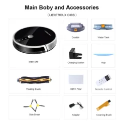 LIECTROUX C30B Automatischer Roboter-Staubsauger 5000Pa Starke Saugleistung Intelligente Dynamische Navigation APP-Fernbedienung Intelligentes Nasswischen Sprachsteuerung Kompatibel Mit Alexa Google Assistant -Rein Blitz Geschaft 13e3fe1e68e4051fcafcb5537604217a