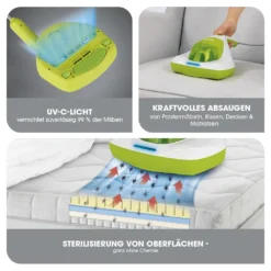 CLEANmaxx Milben-Handstaubsauger Kompakt Mit UV-C Licht - Weiß/limegreen -Rein Blitz Geschaft 1d4021c2e0a7d9980453b470107a5a14