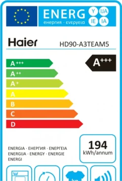 Haier HD90-A3TEAM5 Wärmepumpentrockner HOn App 9kg Dampffunktion -Rein Blitz Geschaft 1eb100329a8526d5706d8a5e7b702170