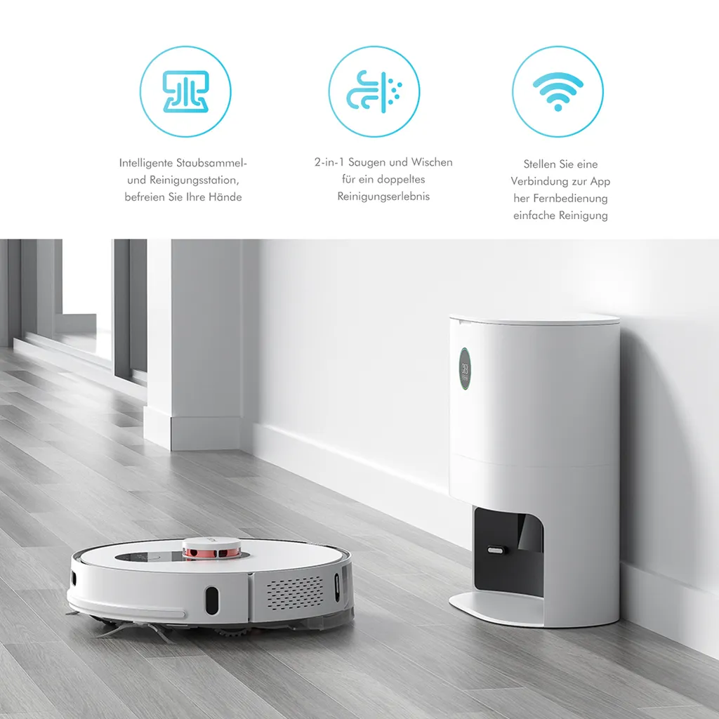 Roidmi EVE Plus Roboter Staubsauger Nass-Trocken-Saugroboter,50 Watt,2700pa Mit Sauberer Basis Und Beutel,Weiß 19 Roidmi EVE Plus Roboter Staubsauger Nass-Trocken-Saugroboter,50 Watt,2700pa Mit Sauberer Basis Und Beutel,Weiß – Bild 17