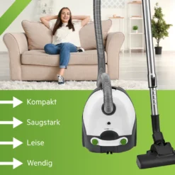 Clatronic Bodenstaubsauger Mit Beutel, Starke Leistung Gegen Staub, Tierhaare, Krümel U.a., Für Teppich- Und Hartböden, 5-Fach Mikrofiltersystem, Edelstahl-Teleskoprohr, Weiß, BS 1300 -Rein Blitz Geschaft 2bbb248f6f739a8ac7475343b358c863