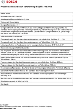 Bosch Serie | 6, Wärmepumpentrockner, 9 Kg WQG2410H0 AntiVibration Design, SensitiveDrying System -Rein Blitz Geschaft 353b3e6f97217e901121dee2bbfb130a