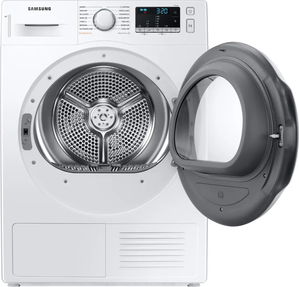 Samsung Wärmepumpentrockner DV80TA020TE/EG, Wechselbarer Türanschlag, Knitterschutz, Optimal Dry, Komfort 2-in-1-Filter, Super Kurz ‘35, 8 Kg, Weiß 4 Samsung Wärmepumpentrockner DV80TA020TE/EG, Wechselbarer Türanschlag, Knitterschutz, Optimal Dry, Komfort 2-in-1-Filter, Super Kurz ‘35, 8 Kg, Weiß – Bild 2