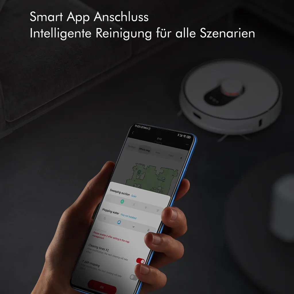 Roidmi EVE Plus Roboter Staubsauger Nass-Trocken-Saugroboter,50 Watt,2700pa Mit Sauberer Basis Und Beutel,Weiß 13 Roidmi EVE Plus Roboter Staubsauger Nass-Trocken-Saugroboter,50 Watt,2700pa Mit Sauberer Basis Und Beutel,Weiß – Bild 11