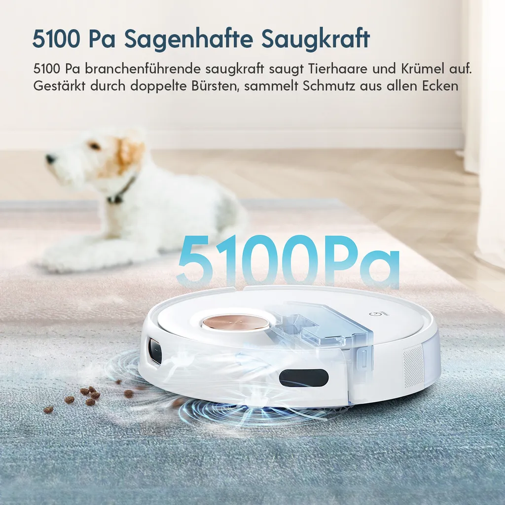Yeedi Floor 3 Station, Saugroboter Mit Wischfunktion Automatische Mopp-Reinigung, 5100Pa, 3D-Hindernisvermeidung, Perfekt Für Teppich 6 Yeedi Floor 3 Station, Saugroboter Mit Wischfunktion Automatische Mopp-Reinigung, 5100Pa, 3D-Hindernisvermeidung, Perfekt Für Teppich – Bild 4