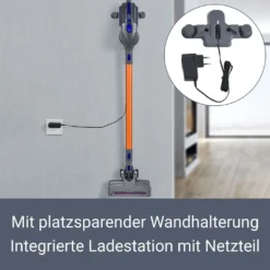 Juskys 2in1 Handstaubsauger & Akku Staubsauger - Beutellos & Kabellos – Bis 55 Min Laufzeit - Lithium-Ionen Akku, Wandhalterung & Ladestation – Blau -Rein Blitz Geschaft 61e16fa50ab0aedf3552842b27fbd93c