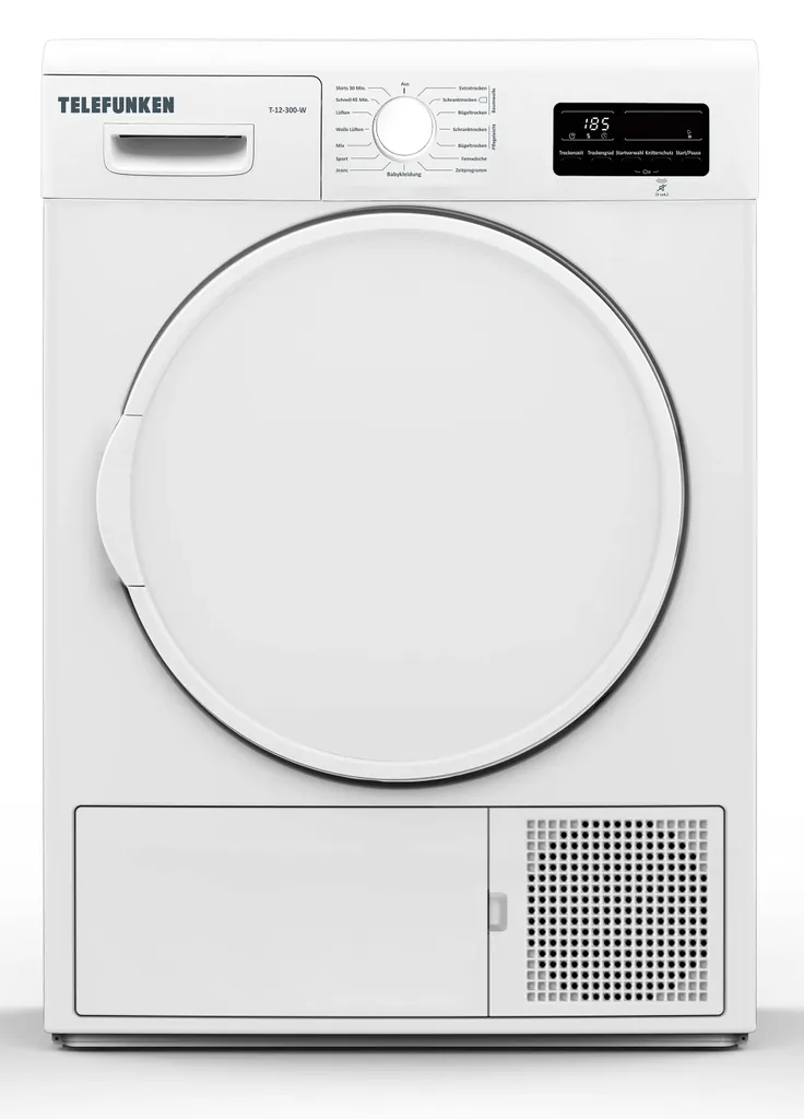 Telefunken T-12-300-W Wärmepumpentrockner / 7kg / / Knitterschutz/Reversierende Trommelbewegungen / 15 Programme 4 Telefunken T-12-300-W Wärmepumpentrockner / 7kg / / Knitterschutz/Reversierende Trommelbewegungen / 15 Programme – Bild 2