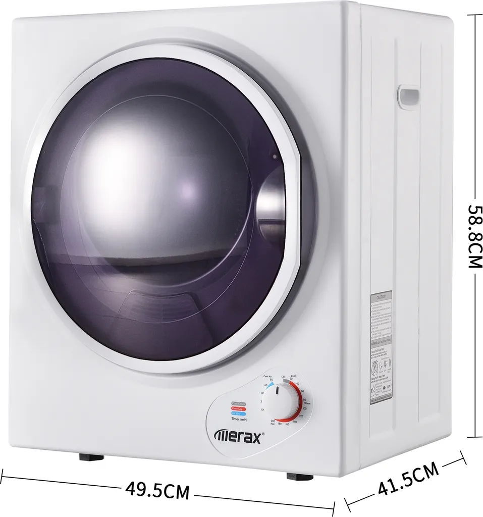 Merax Mini-Wäschetrockner Trockner Ablufttrockner, Frontlader Ablufttrockner Mit PTC-Heizelement, Wärmewahl Und Timer, Freistehend/hängend, 2,5 Kg 11 Merax Mini-Wäschetrockner Trockner Ablufttrockner, Frontlader Ablufttrockner Mit PTC-Heizelement, Wärmewahl Und Timer, Freistehend/hängend, 2,5 Kg – Bild 9