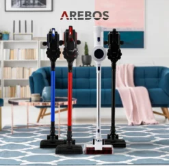 AREBOS Akku Staubsauger, 2-in-1 Hand- Und Bodenstaubsauger, 2 Leistungsstarke Saugmodi, Beutellos, Kabellos Bis Zu 55 Minuten, Mit Wandladestation, Schwarz -Rein Blitz Geschaft 6c49a99dd628e36324fe742871c13d51