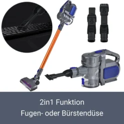 Juskys 2in1 Handstaubsauger & Akku Staubsauger - Beutellos & Kabellos – Bis 55 Min Laufzeit - Lithium-Ionen Akku, Wandhalterung & Ladestation – Blau -Rein Blitz Geschaft 71c289cf3368cceecc1cefec419614cd