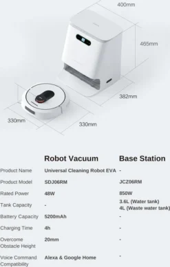 Roidmi Eva Mop Station Staubsauger 3200pa 2-in-1 Saug Und Wischroboter Mit Absaugstation, Mopp- Und Saugroboter, Automatisch Waschen Von Mopps -Rein Blitz Geschaft 73a20f5a12314bb4072414ff69f4b9b3