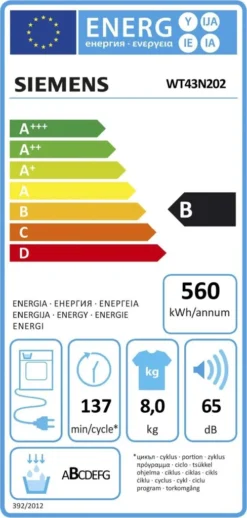 Siemens Kondenstrockner WT43N202 IQ300, 8 Kg -Rein Blitz Geschaft 7a9d04a00116130261b30fe51b7389f7