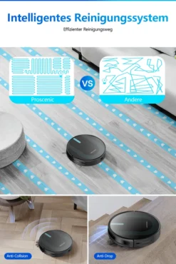 Proscenic 850T WLAN 3-in-1 Saugroboter Mit Wischfunktion Staubsauger Roboter Saug-Wisch-Roboter Wischroboter Kombi-Gerät 3,000Pa 2600mAh Alexa Google Home APP -Rein Blitz Geschaft 7e77a3afbc8aa69559b4cb9696286f16