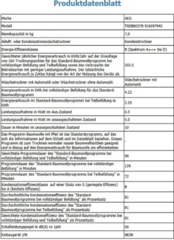 AEG - T6DB60378 - Kondenstrockner - 7 Kg 22 AEG - T6DB60378 - Kondenstrockner - 7 Kg -Rein Blitz Geschaft 88838769b08707dee24bd3a26bc22eeb