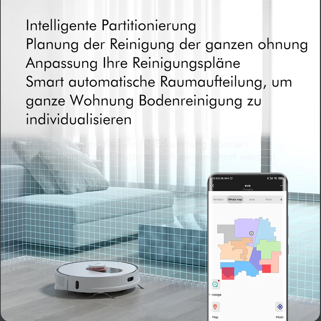 Roidmi EVE Plus Roboter Staubsauger Nass-Trocken-Saugroboter,50 Watt,2700pa Mit Sauberer Basis Und Beutel,Weiß 11 Roidmi EVE Plus Roboter Staubsauger Nass-Trocken-Saugroboter,50 Watt,2700pa Mit Sauberer Basis Und Beutel,Weiß – Bild 9