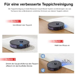 Roborock S8 Staubsauger Roboter Saugroboter 6000 Pa DuoRoller-Bürste VibraRise Wischen 3D-Mapping Reactive 3D-Hindernisumgehung (Schwarz) Mit 2pcs Mopp -Rein Blitz Geschaft 8d31793235e4f1708e5a29107a8a42e9