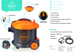 ETA PROFI Mehrzweck Staubsauger ETA046790010, 890 W, Motorfilte, Ausgangsfilter, Aktionsradius 15 M, Kabellänge 12 M, Saugschlauch 2,5 M, Vordere Um 360° Drehbare Räder -Rein Blitz Geschaft 8dbd20277e85bcc2dcedc08f69631c34