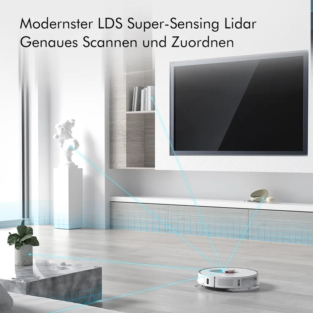 Roidmi EVE Plus Roboter Staubsauger Nass-Trocken-Saugroboter,50 Watt,2700pa Mit Sauberer Basis Und Beutel,Weiß 9 Roidmi EVE Plus Roboter Staubsauger Nass-Trocken-Saugroboter,50 Watt,2700pa Mit Sauberer Basis Und Beutel,Weiß – Bild 7