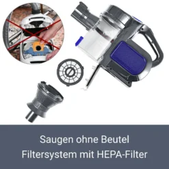 Juskys 2in1 Handstaubsauger & Akku Staubsauger - Beutellos & Kabellos – Bis 55 Min Laufzeit - Lithium-Ionen Akku, Wandhalterung & Ladestation – Blau -Rein Blitz Geschaft 959c7b5c792e66a32d99affce7f4a594