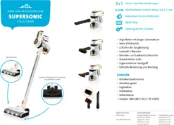 ETA Hand- Und Akkusauger 2in1 SUPERSONIC ETA123190000, Beutellos, Li-ionen Akku 21,6V -Rein Blitz Geschaft 9658a2ca05099ddf5f75a317618e1bdc