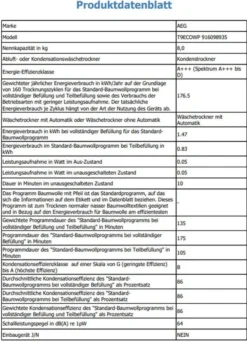 AEG T9ECOWP Wäschetrockner Freistehend Frontlader 8 Kg Weiß 21 AEG T9ECOWP Wäschetrockner Freistehend Frontlader 8 Kg Weiß -Rein Blitz Geschaft 9b31368da277e68c396fe6480873792b