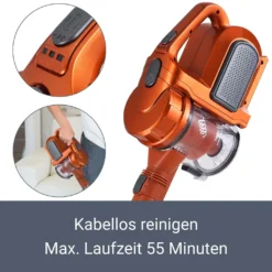 Juskys 2in1 Handstaubsauger & Akku Staubsauger - Beutellos & Kabellos – Bis 55 Min Laufzeit - Lithium-Ionen Akku, Wandhalterung & Ladestation – Gold -Rein Blitz Geschaft 9d071cc56481ede3f998158ebe07075c