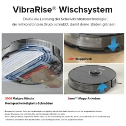 Roborock S8 Staubsauger Roboter Saugroboter 6000 Pa DuoRoller-Bürste VibraRise Wischen 3D-Mapping Reactive 3D-Hindernisumgehung (Schwarz) Mit 2pcs Mopp -Rein Blitz Geschaft a0e28c7a47e7d4acfad77b793be78736