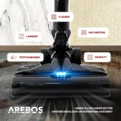 AREBOS Akku Staubsauger, 2-in-1 Hand- Und Bodenstaubsauger, 2 Leistungsstarke Saugmodi, Beutellos, Kabellos Bis Zu 55 Minuten, Mit Wandladestation, Schwarz -Rein Blitz Geschaft a1db8dccd6ddf8c792e29b9097221689