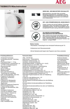 AEG - T6DB60378 - Kondenstrockner - 7 Kg 19 AEG - T6DB60378 - Kondenstrockner - 7 Kg -Rein Blitz Geschaft a369da4fde3da192859f66dcd8b033f9