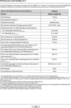 Amica WTA 14305 W, Ablufttrockner, 7 Kg, Weiß -Rein Blitz Geschaft afcb6456770cfbf3f971ab876e641707