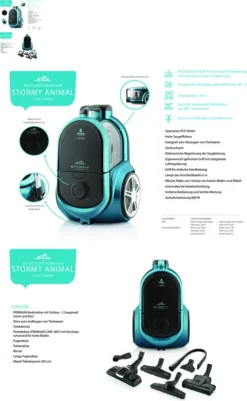 ETA STORMY ANIMAL Beutelloser Staubsauger ETA251790000, 800 W, ENDLESS SUCTION-Technologie, HEPA-Filter, Nr. 13 , Aktionsradius 10 M, Kabellänge 7 M -Rein Blitz Geschaft ba44402bdfbfb823dc5ef7a92a766c36