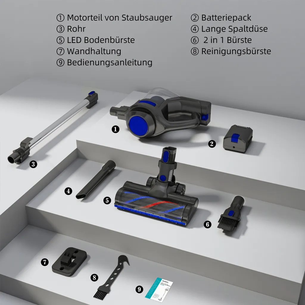 Daccormax Akku Staubsauger, 25000Pa Staubsauger Kabellos, Bis Zu 50 Min Laufzeit, 1.3L Staubbehälter, Kabelloser Staubsauger 4 Daccormax Akku Staubsauger, 25000Pa Staubsauger Kabellos, Bis Zu 50 Min Laufzeit, 1.3L Staubbehälter, Kabelloser Staubsauger – Bild 2