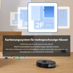 Roborock S8 Staubsauger Roboter Saugroboter 6000 Pa DuoRoller-Bürste VibraRise Wischen 3D-Mapping Reactive 3D-Hindernisumgehung (Schwarz) Mit 2pcs Mopp -Rein Blitz Geschaft c83d2f14cefed4f3291a54d61069d55c