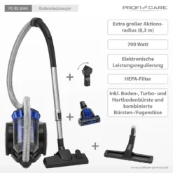 ProfiCare Bodenstaubsauger PC-BS 3040, Eco-Cyclon Twin-Spin Bodenstaubsauger, Beutellose Filtertechnik, 4-Fach Mikrofiltersystem, HEPA-Filter, Edelstahl-Teleskoprohr (höhenverstellbar), Extra Großer Aktionsradius (8,3 M), 700 Watt, Blau-schwarz 25 ProfiCare Bodenstaubsauger PC-BS 3040, Eco-Cyclon Twin-Spin Bodenstaubsauger, Beutellose Filtertechnik, 4-Fach Mikrofiltersystem, HEPA-Filter, Edelstahl-Teleskoprohr (höhenverstellbar), Extra Großer Aktionsradius (8,3 M), 700 Watt, Blau-schwarz -Rein Blitz Geschaft c8e493a469ea25c2d0e61ba2ce34908f