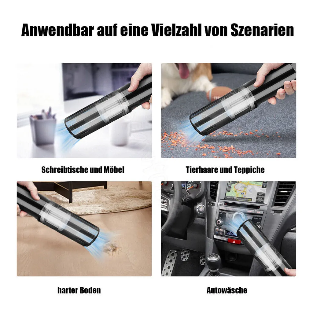 Kabelloser Mini Handstaubsauger, Auto Staubsauger, Mit 2 Ausläufen, 120W 6000PA Autostaubsauger, Nass/Trocken Funktion (Weiss) 5 Kabelloser Mini Handstaubsauger, Auto Staubsauger, Mit 2 Ausläufen, 120W 6000PA Autostaubsauger, Nass/Trocken Funktion (Weiss) – Bild 3