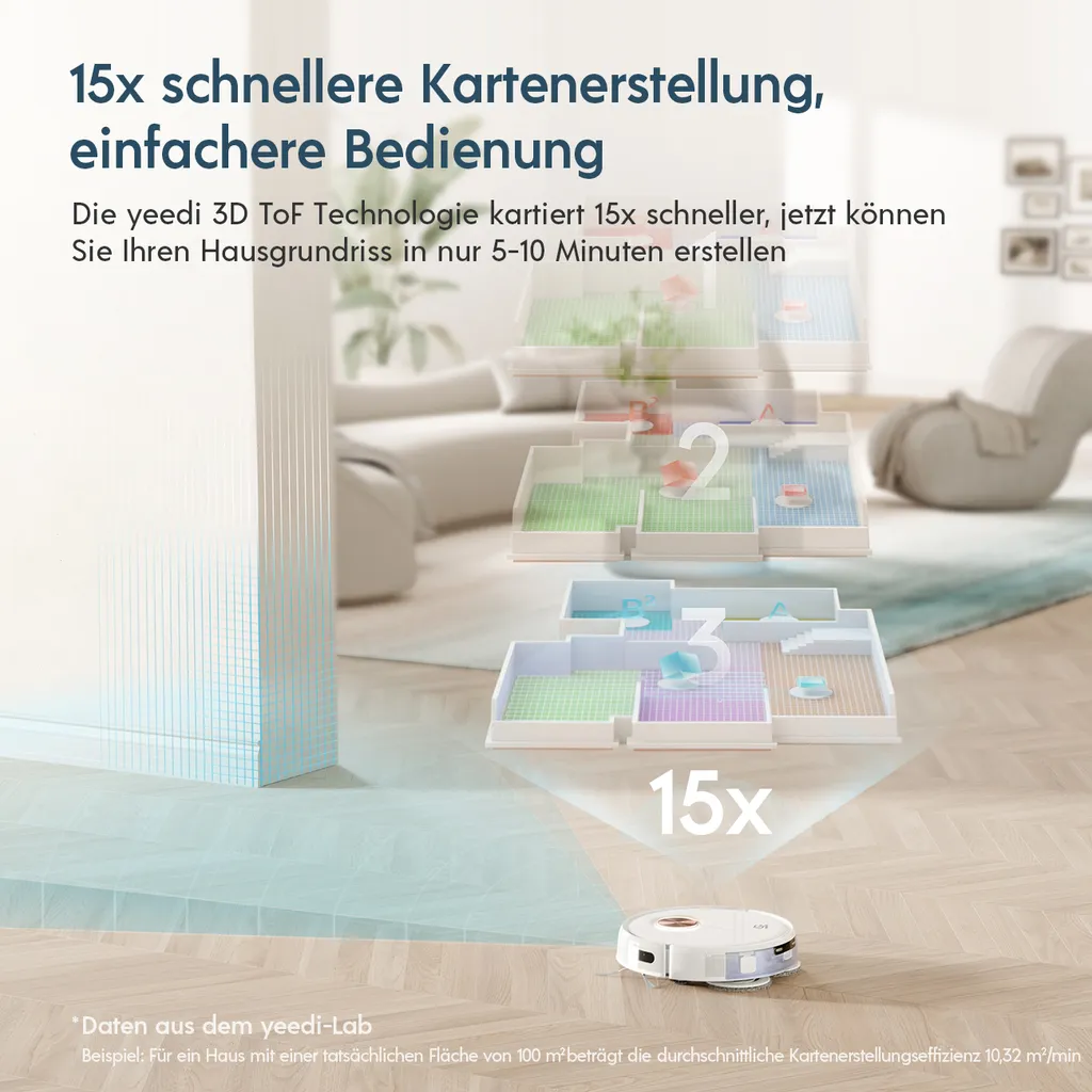 Yeedi Floor 3 Station, Saugroboter Mit Wischfunktion Automatische Mopp-Reinigung, 5100Pa, 3D-Hindernisvermeidung, Perfekt Für Teppich 5 Yeedi Floor 3 Station, Saugroboter Mit Wischfunktion Automatische Mopp-Reinigung, 5100Pa, 3D-Hindernisvermeidung, Perfekt Für Teppich – Bild 3