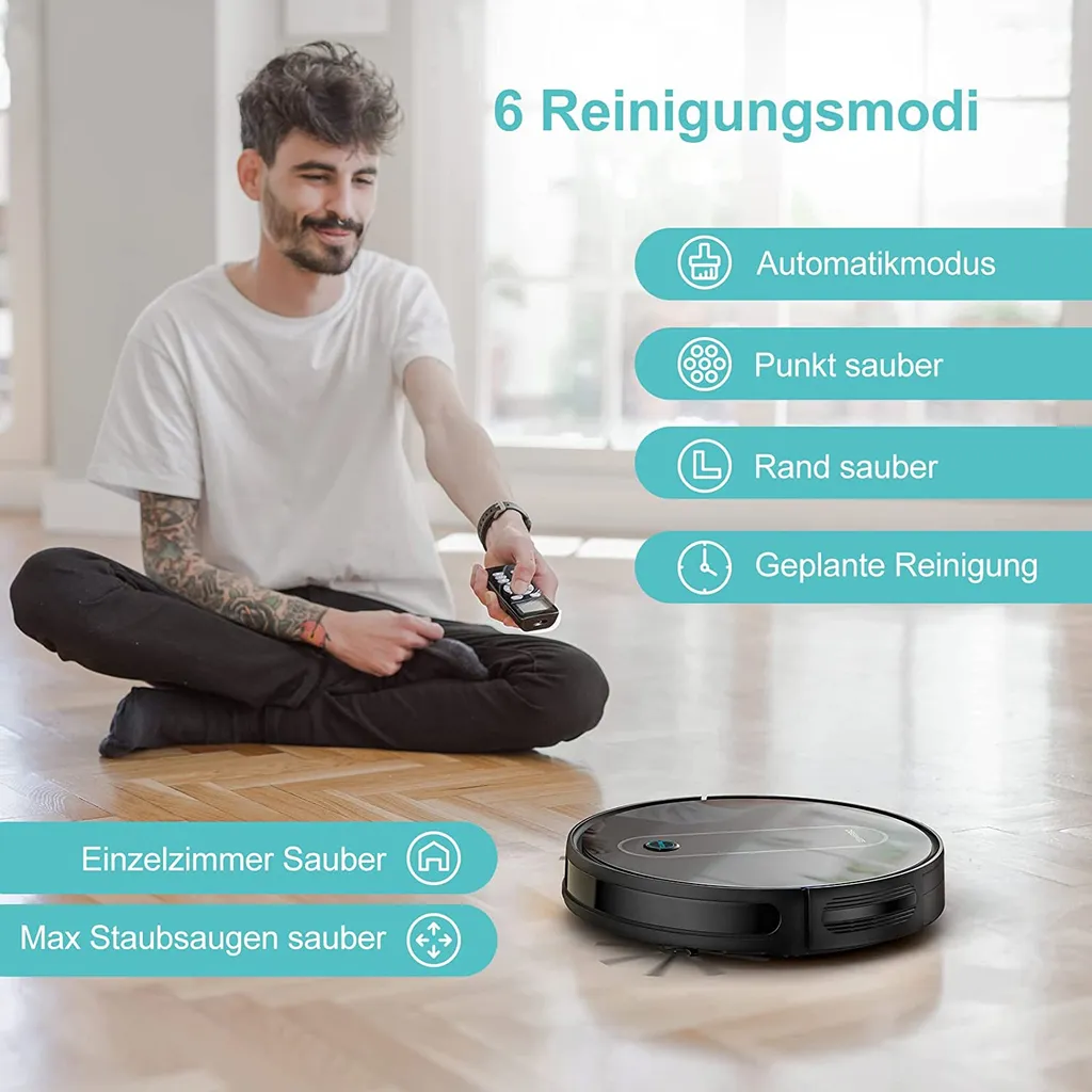 Deenkee 2000PA Staubsauger Roboter - Super Schlanker Selbstaufladender Roboter-Staubsauger Mit 6 Reinigungsmodi Und Auto Boost-Technologie Für Tierhaa 3 Deenkee 2000PA Staubsauger Roboter - Super Schlanker Selbstaufladender Roboter-Staubsauger Mit 6 Reinigungsmodi Und Auto Boost-Technologie Für Tierhaa