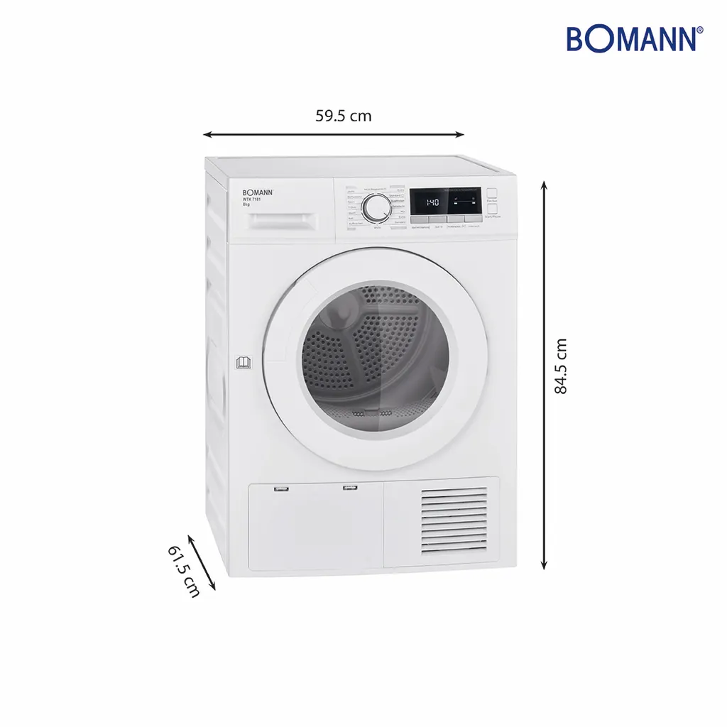 Bomann Kondens-Wäschetrockner WTK 7181 Weiß 8,0 KG B 4 Bomann Kondens-Wäschetrockner WTK 7181 Weiß 8,0 KG B – Bild 2