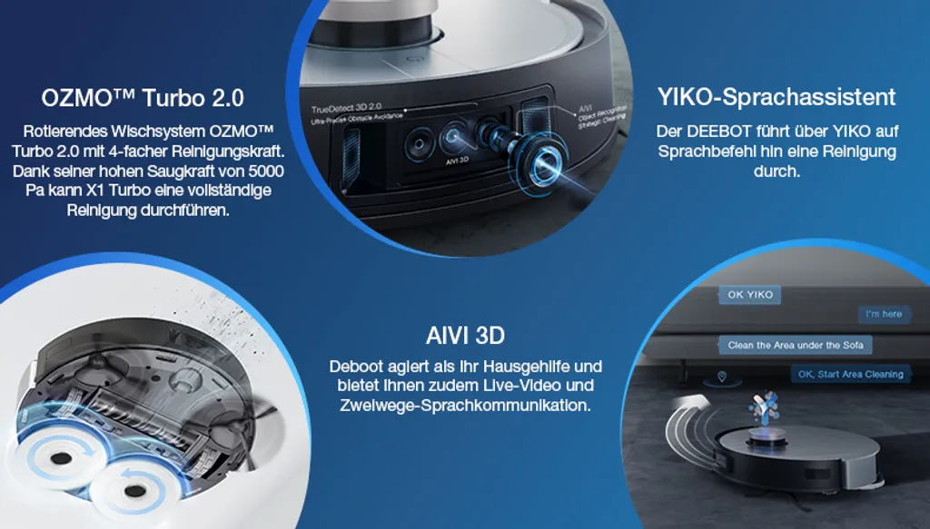 ECOVACS DEEBOT X1 TURBO Staubsauger 5000Pa Saugroboter YIKO EU APP 5 ECOVACS DEEBOT X1 TURBO Staubsauger 5000Pa Saugroboter YIKO EU APP – Bild 3