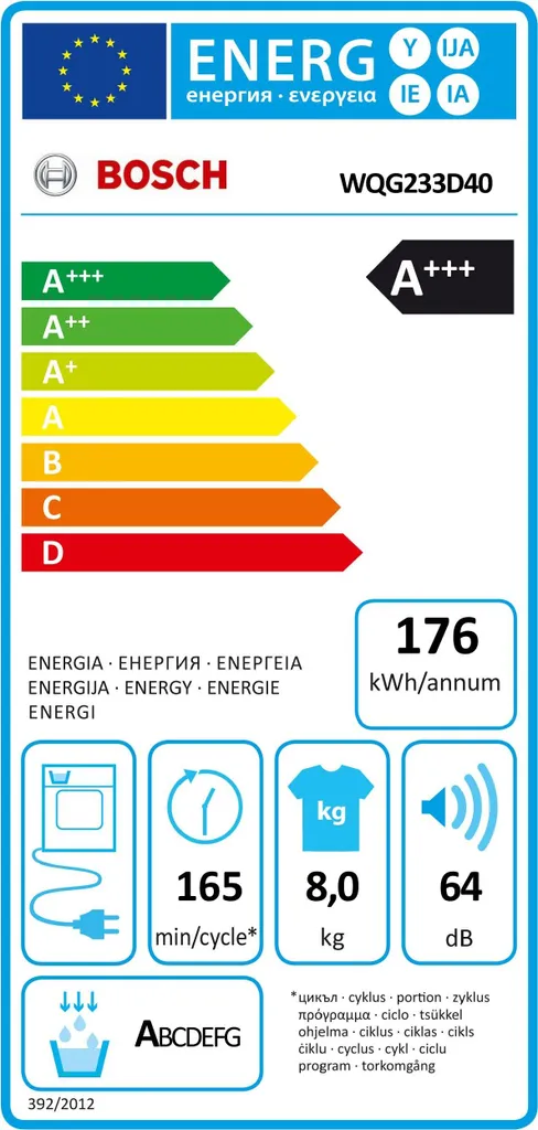 Bosch WQG233D40 Freistehender Wärmepumpentrockner, Frontlader, +, Kondensations, 176 KWh/Jahr, 8 Kg Fassungsvermögen, 64 DB Geräuschemissionen, 59,8 Cm Breite, Startzeitvorwahl 9 Bosch WQG233D40 Freistehender Wärmepumpentrockner, Frontlader, +, Kondensations, 176 KWh/Jahr, 8 Kg Fassungsvermögen, 64 DB Geräuschemissionen, 59,8 Cm Breite, Startzeitvorwahl – Bild 7