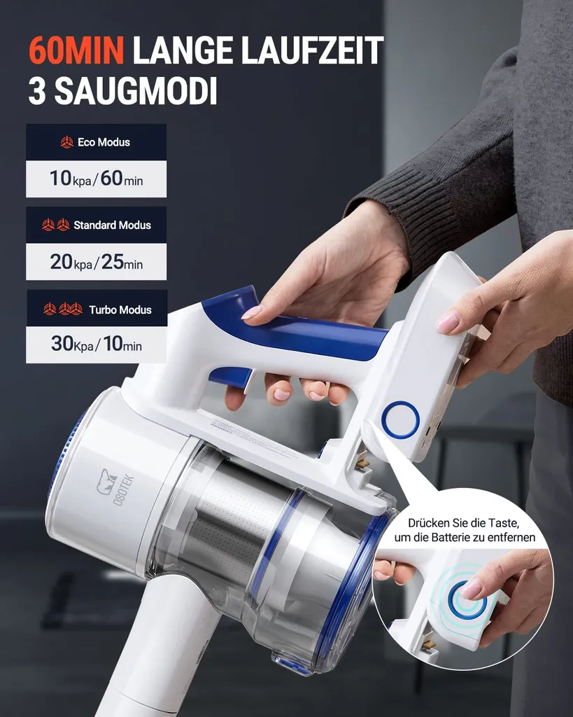 Xiaomi OSOTEK S9 Pro Akku Kanellos Staubsauger 30Kp, Handstaubsauger Mit Tierhaardüse, LED Leuchten, LED Display, Für Hartböden, Teppiche, Tierhaare 9 Xiaomi OSOTEK S9 Pro Akku Kanellos Staubsauger 30Kp, Handstaubsauger Mit Tierhaardüse, LED Leuchten, LED Display, Für Hartböden, Teppiche, Tierhaare – Bild 7