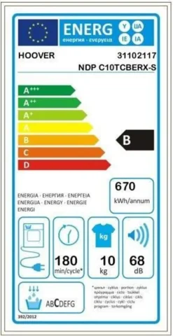 HOOVER H-DRY 500 NDPC10TCBERXS Kondensatortrockner - 10 Kg - ++ - Anthrazit -Rein Blitz Geschaft e2350221c9c98032e4407beb54aa8d40