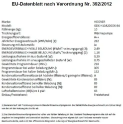 Hoover Wäschetrockner 10kg Wärmepumpentrockner GDX H10A2DCEX-84 NFC 15 Hoover Wäschetrockner 10kg Wärmepumpentrockner GDX H10A2DCEX-84 NFC -Rein Blitz Geschaft e540e298551fc12571aae8e4381b7605