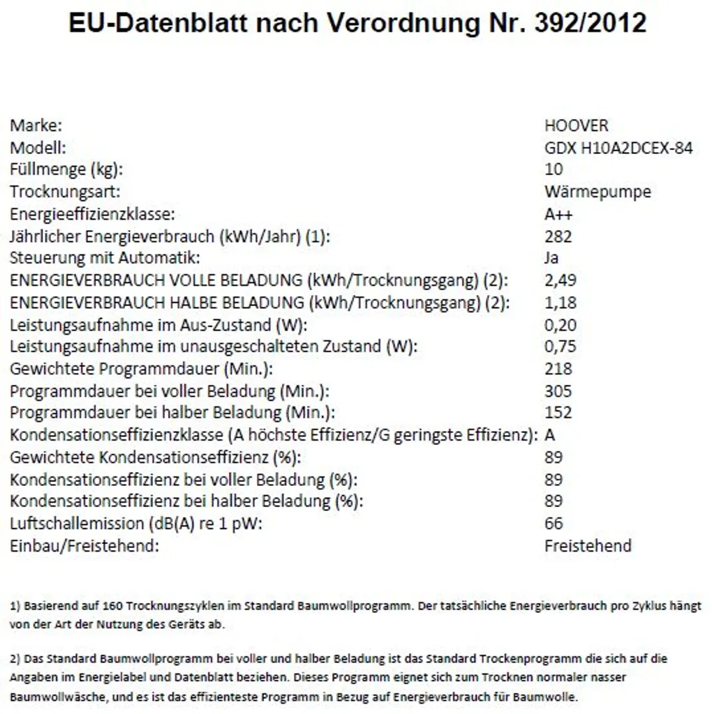 Hoover Wäschetrockner 10kg Wärmepumpentrockner GDX H10A2DCEX-84 NFC 9 Hoover Wäschetrockner 10kg Wärmepumpentrockner GDX H10A2DCEX-84 NFC – Bild 7