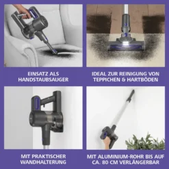 CLEANmaxx Akku-Zyklon-Staubsauger - 3-fach-Filter - Anthrazit/blau -Rein Blitz Geschaft f9498e4ded9ce72a3756f7a1b1448a54