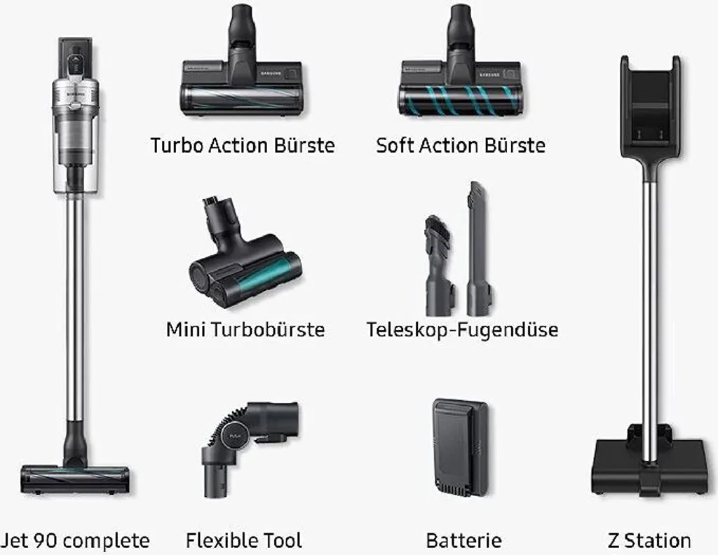 Samsung VS20R9046S3/EV/EN/TR/EF Beutelloser Akku-Handstaubsauger, 550 Watt, Cyclon-Filter, HEPA-Filter, Tierhaarbürste, Turbobürste 16 Samsung VS20R9046S3/EV/EN/TR/EF Beutelloser Akku-Handstaubsauger, 550 Watt, Cyclon-Filter, HEPA-Filter, Tierhaarbürste, Turbobürste – Bild 14